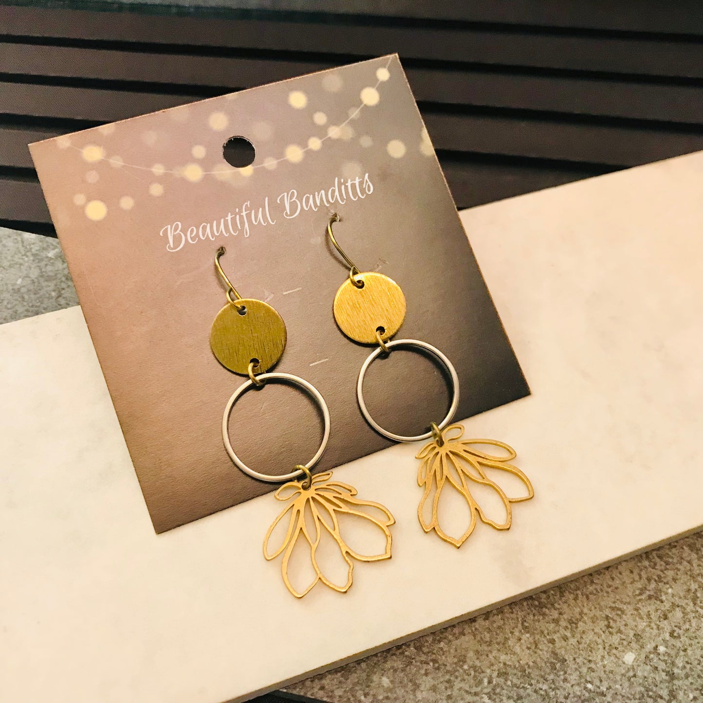 Mixed Metal and Resin Earrings - medium