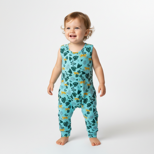 Baby Toddler Long Romper - Jungle Cheetah