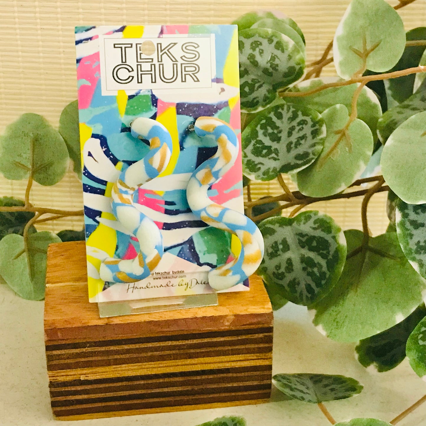 Polymer Clay Earrings - Hoops and Squiggles