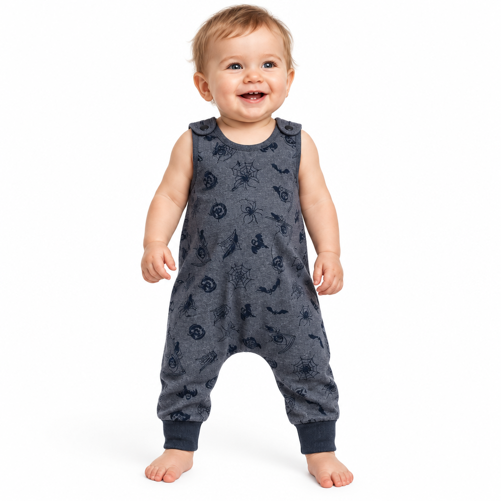 Baby Toddler Long Romper - UPCYCLED TEE Ooky Spooky Halloween