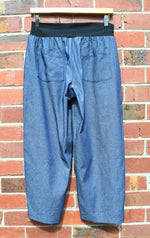 Women's Handmade Band Pants - Blue Denim