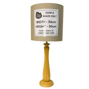 Lamp Base Only - Light Wood Ridged Tall Column Table Lamp