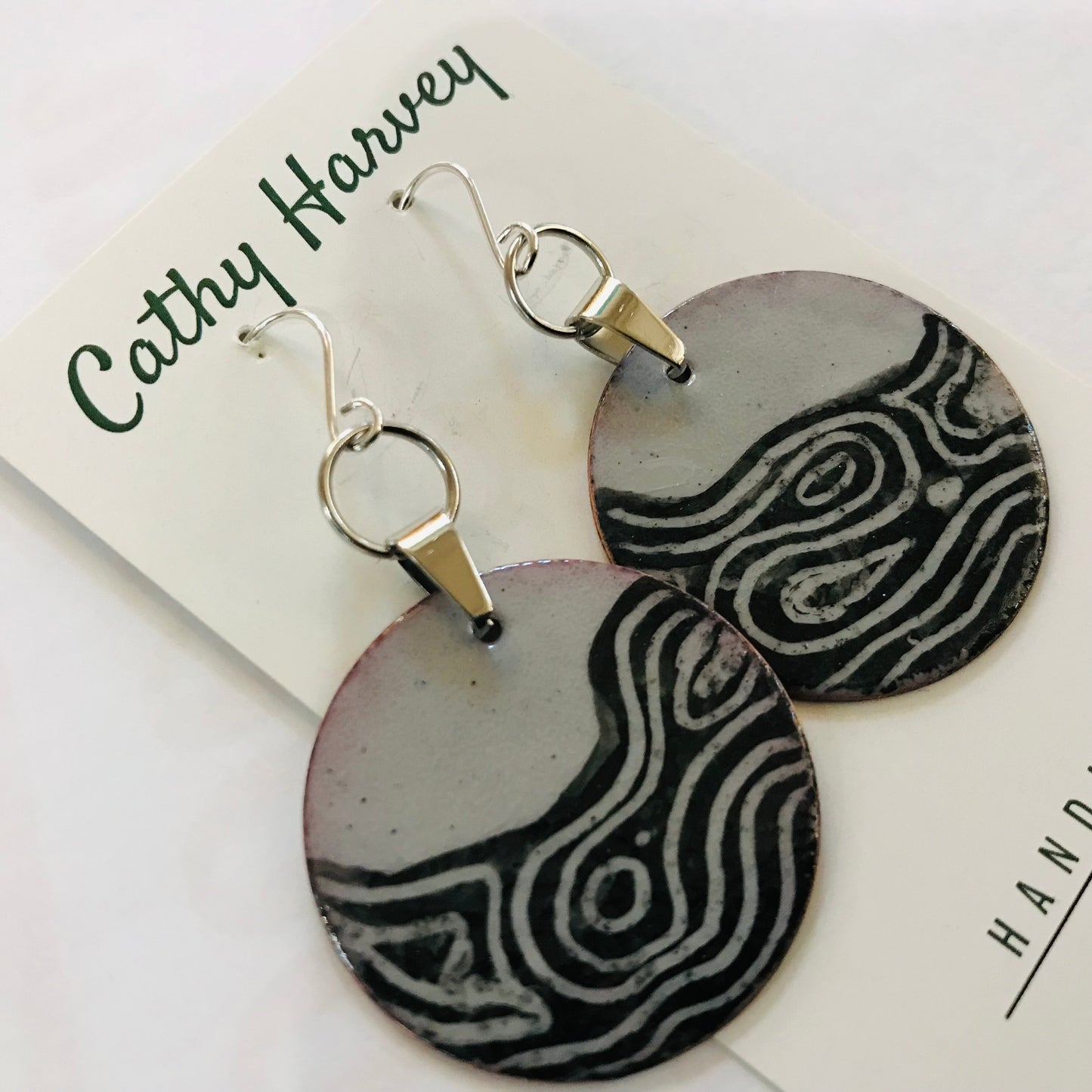 Handpainted Earrings -  Enamel on Copper