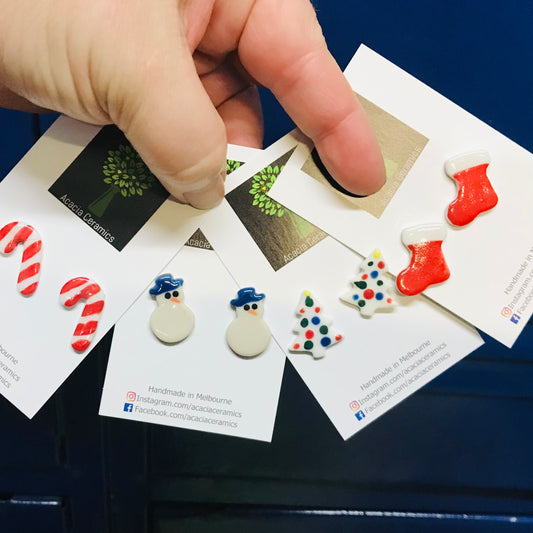 Hand Painted Christmas Stud Earrings