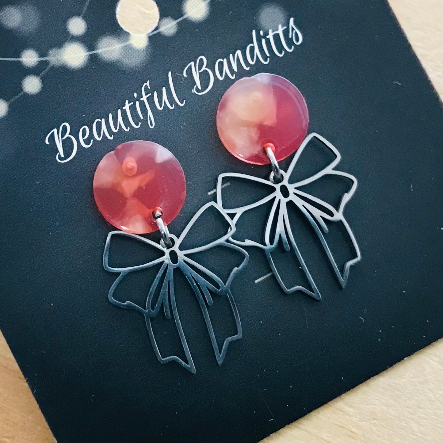 Mixed Metal and Resin Earrings - small