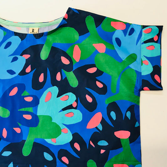 Handmade Women’s Box Top - Bright Abstract Flowers (S/M)