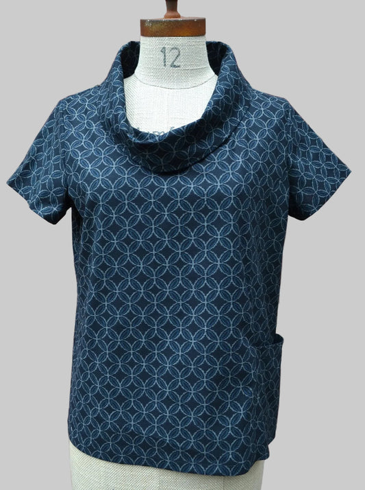 Women's Handmade Roll Neck Top - Black Lattice