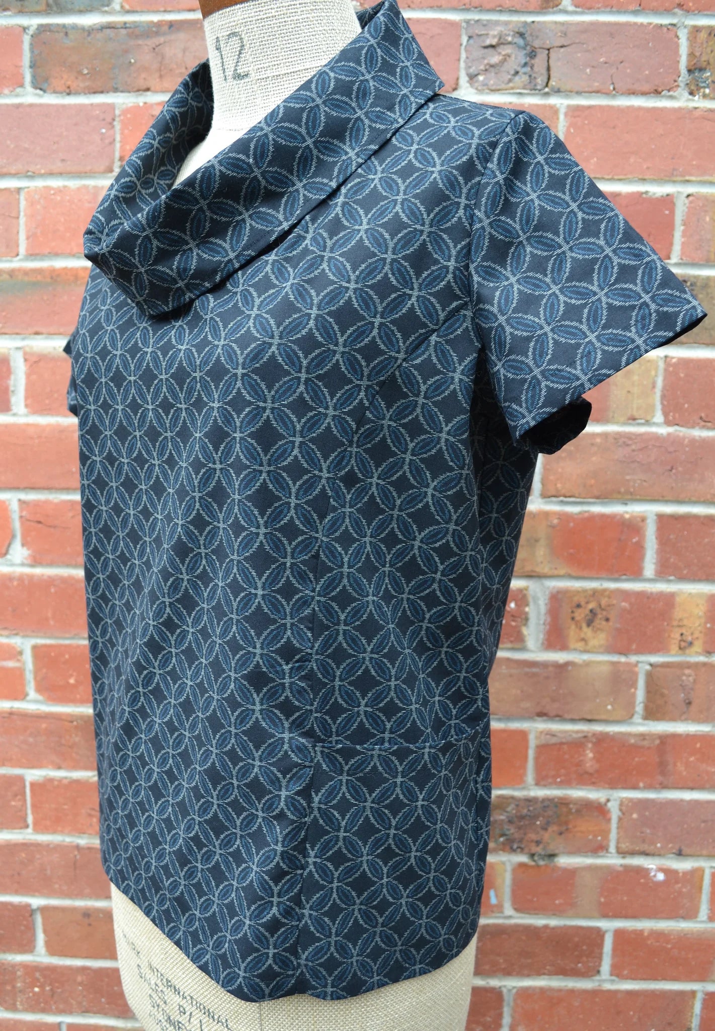 Women's Handmade Roll Neck Top - Black Lattice