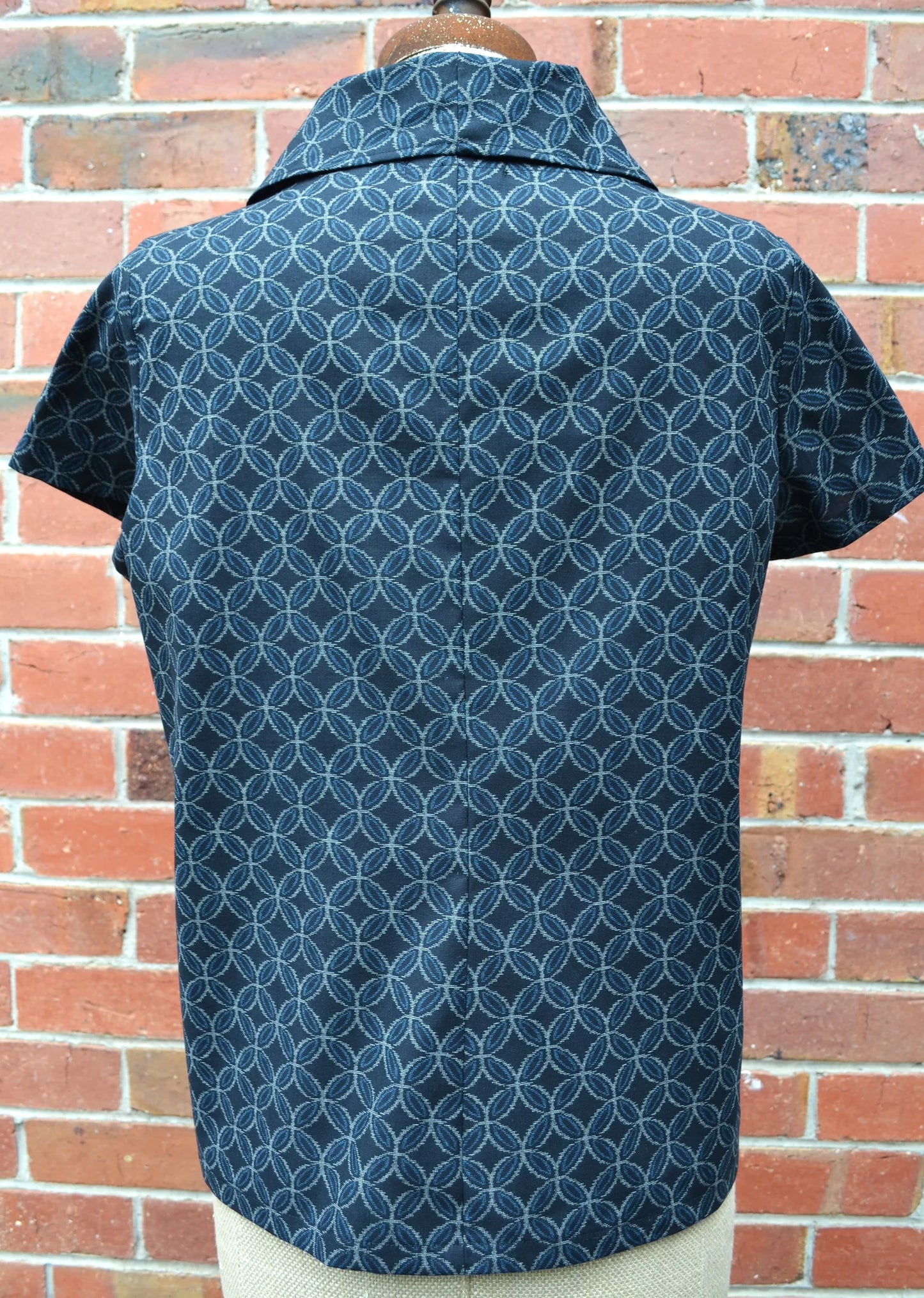 Women's Handmade Roll Neck Top - Black Lattice
