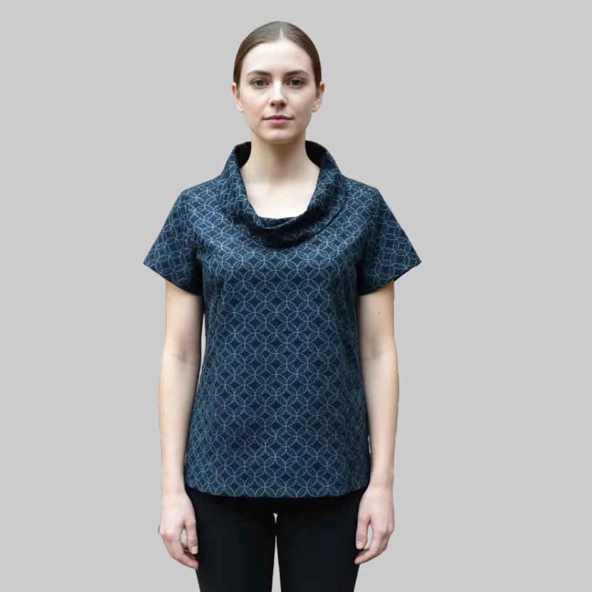 Women's Handmade Roll Neck Top - Black Lattice