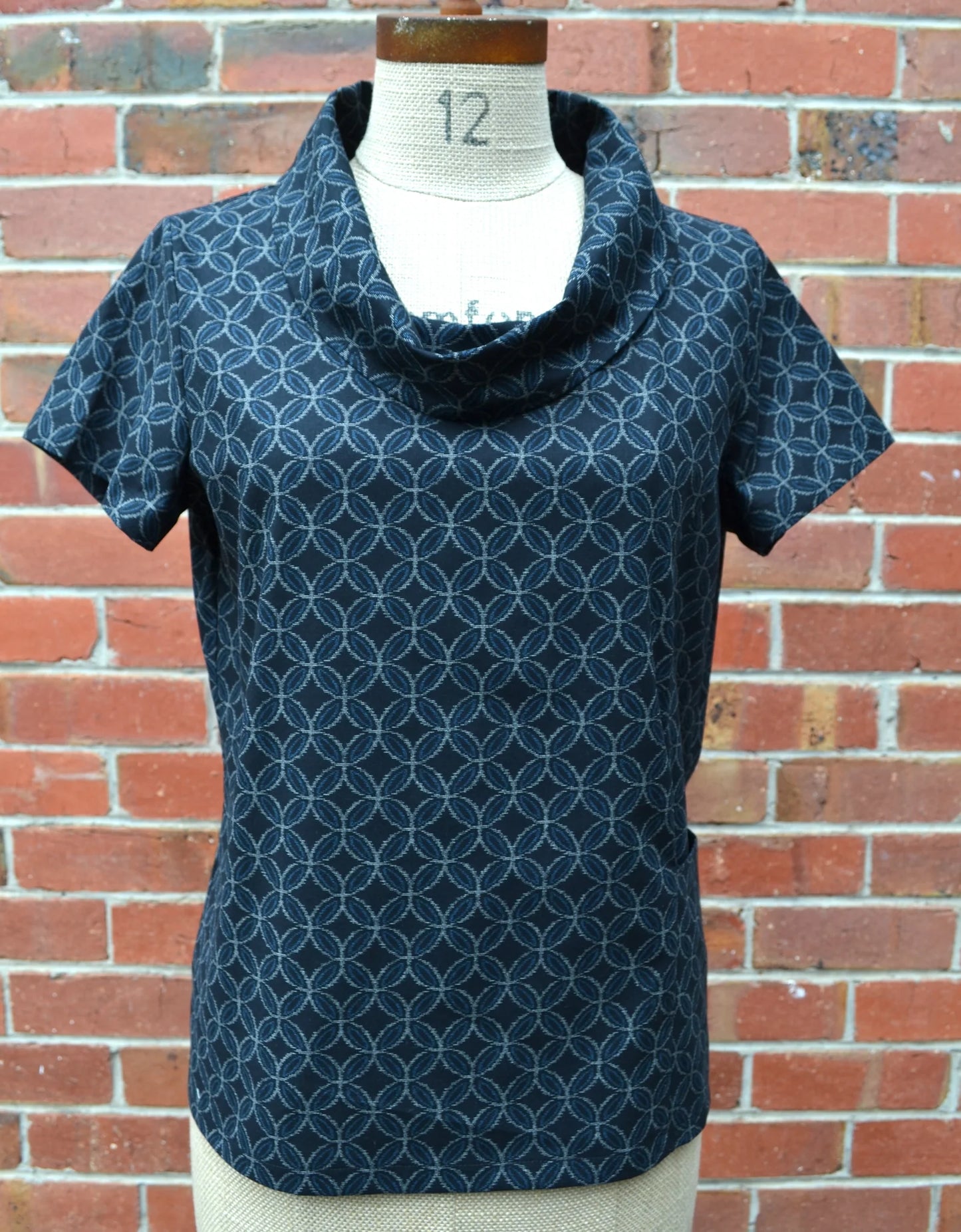 Women's Handmade Roll Neck Top - Black Lattice
