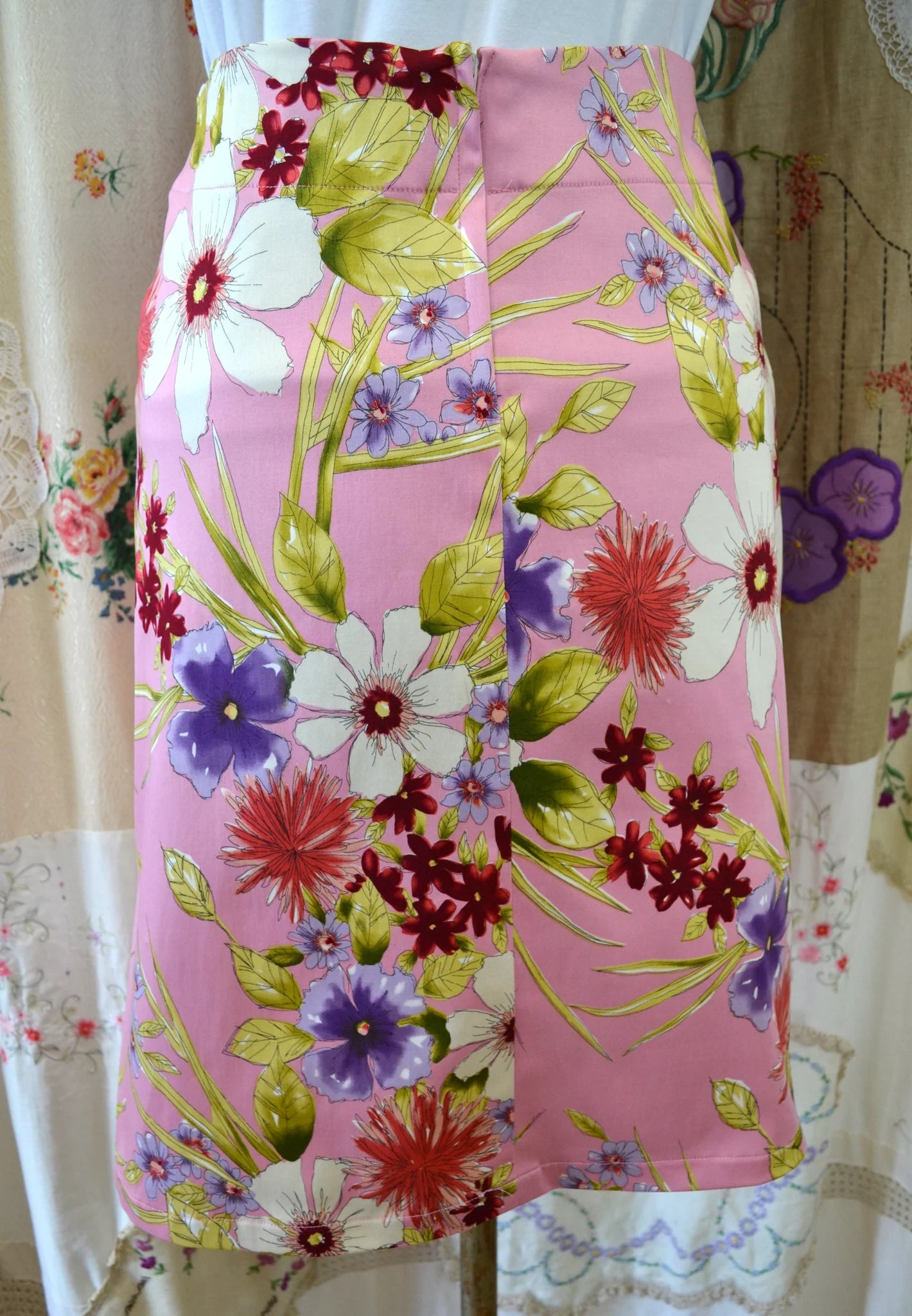 Women's Handmade Pocket Skirt - Pink Watercolour ** ON SALE **