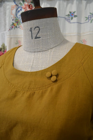 Women's Handmade Button Raglan Top - Mustard