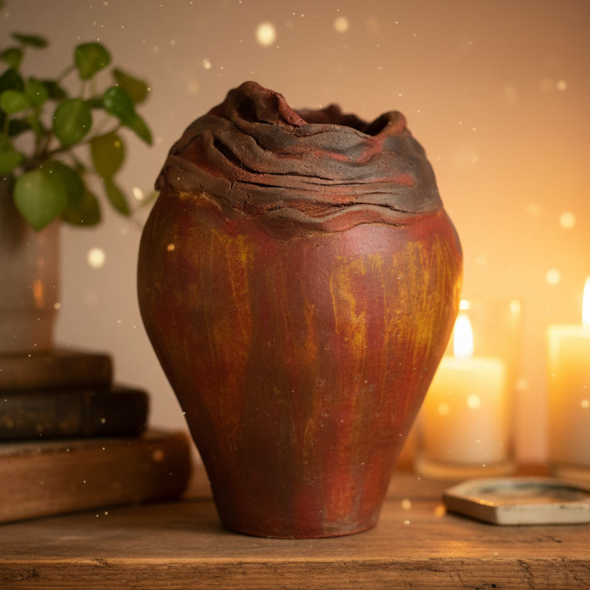 Raku Decorative Vessel - Stratum