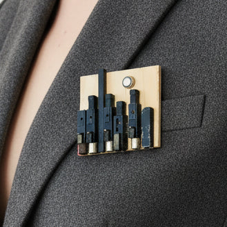 Found Object Brooch - City in Black #1