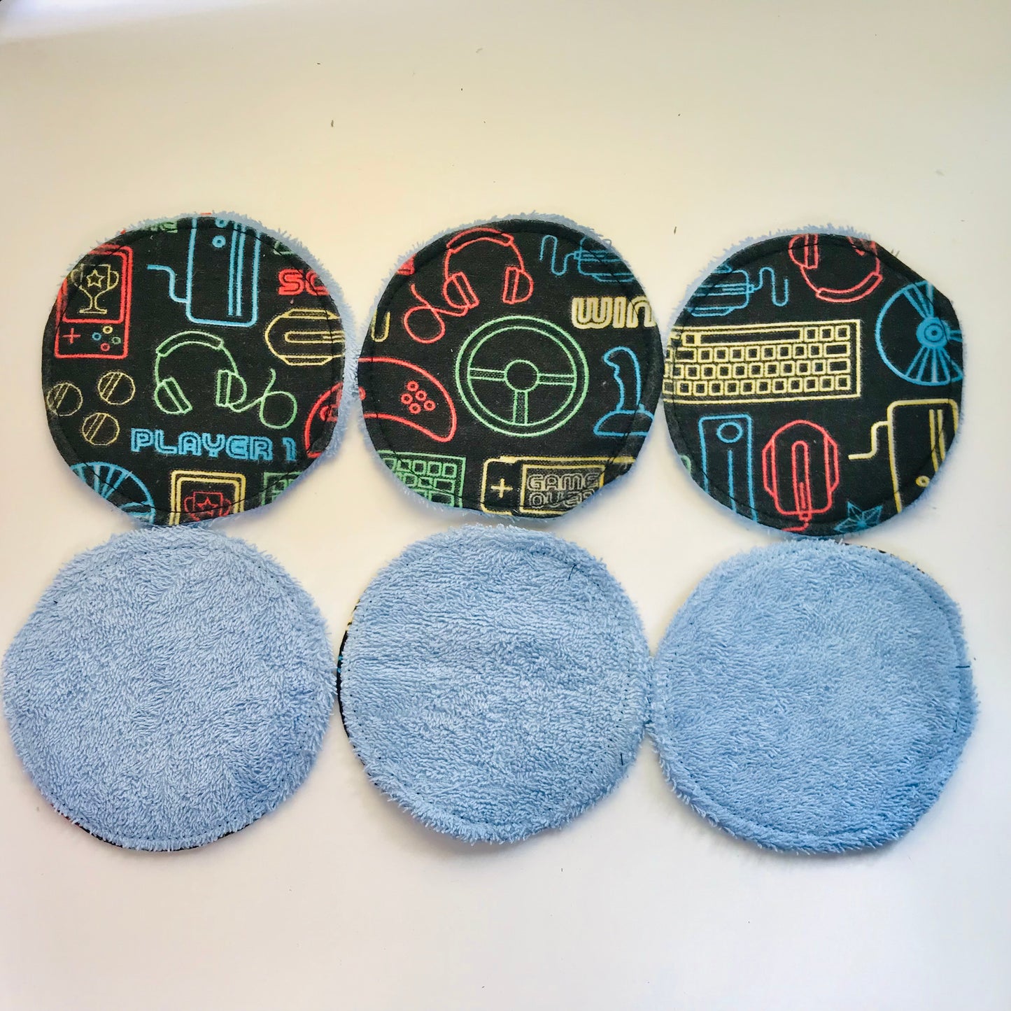 No Waste Reusable Make-up Remover Pads Wipes - flannel / towelling (set of 6)