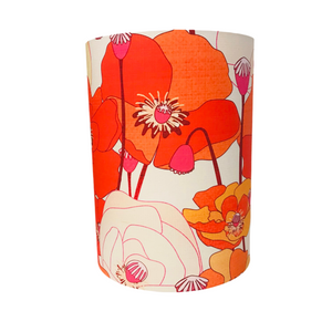 Extra tall red & orange poppies timber table lamp