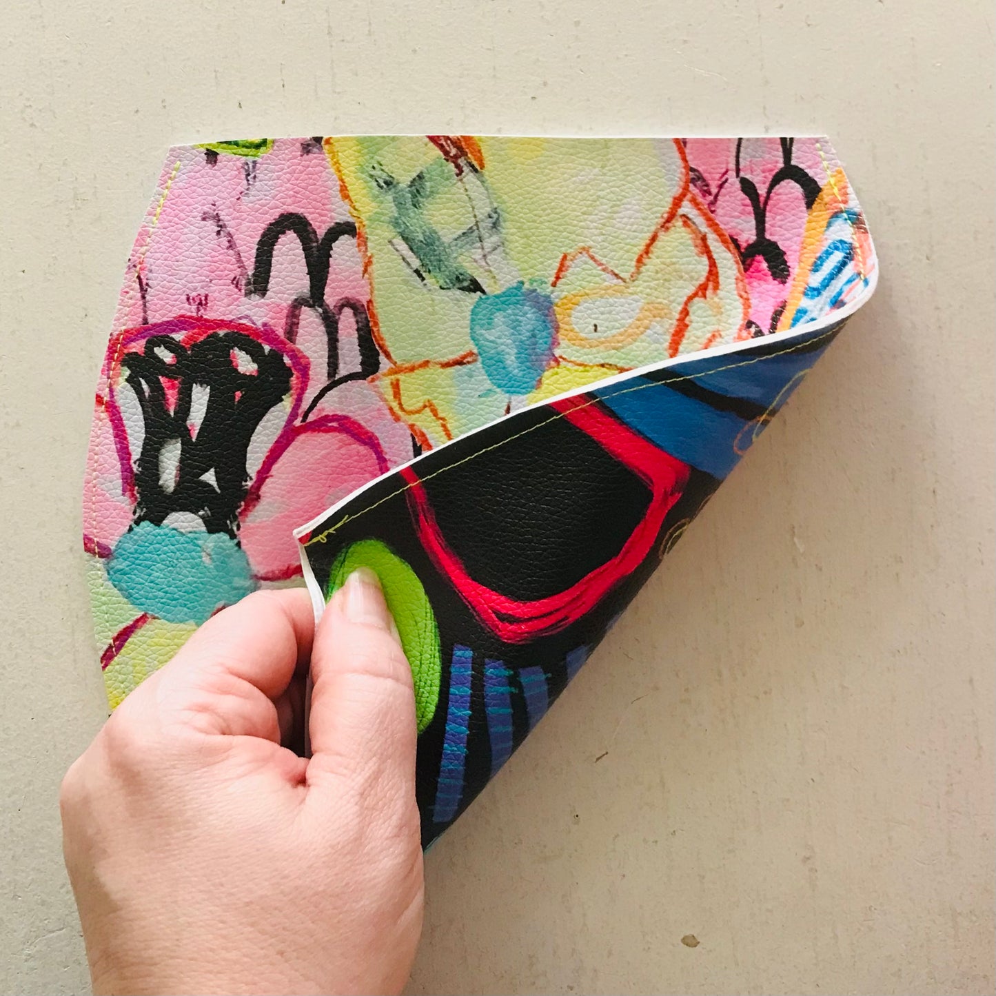 Hand Painted Vegan Leather Flat Vase