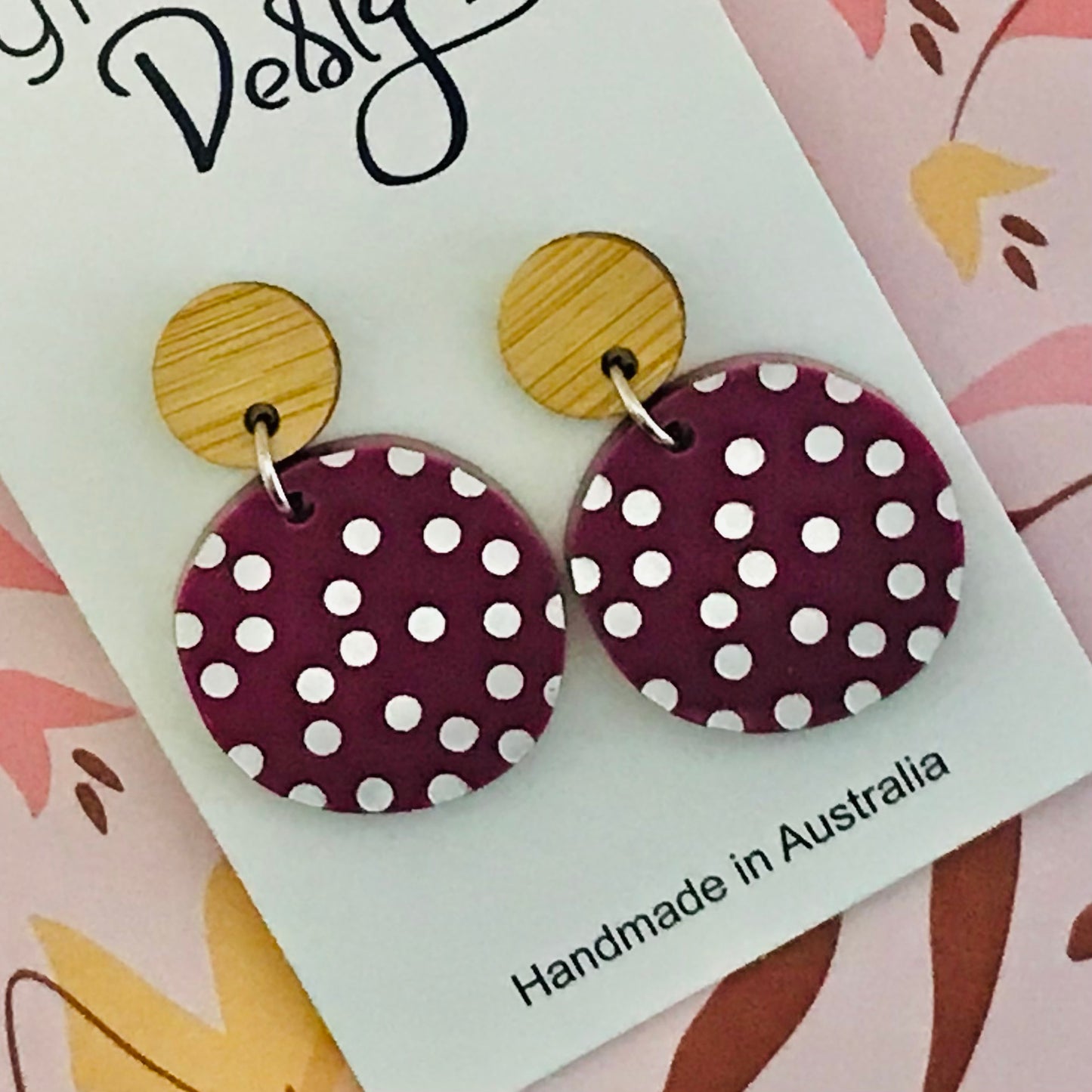 Laser Cut Drop Spotty Disc Perspex Earrings