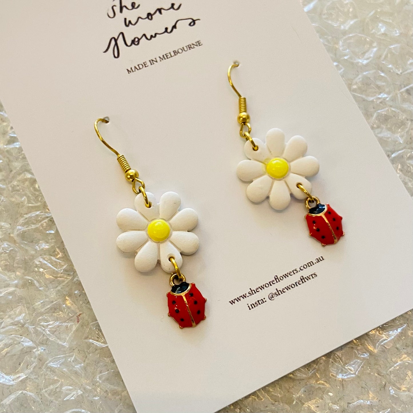 Garden Variety Polymer Clay Flower Dangly Earrings