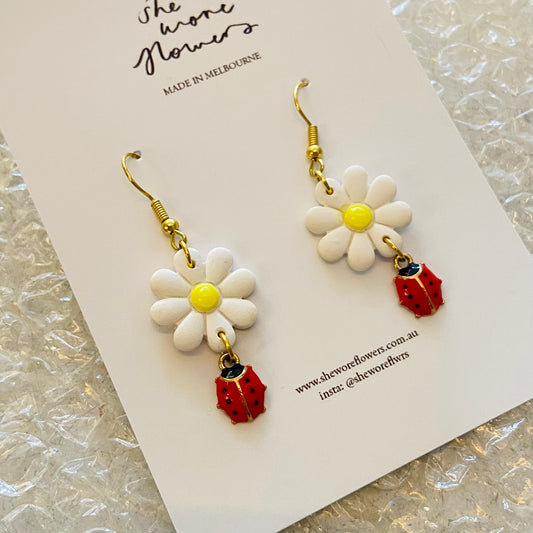 Garden Variety Polymer Clay Flower Dangly Earrings