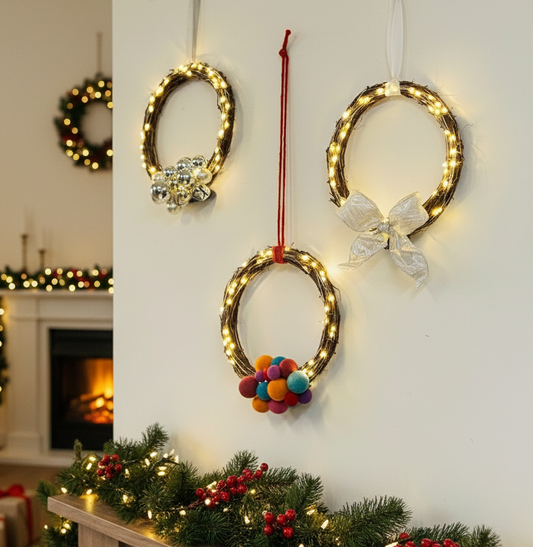 Handmade Light Up Christmas Wreath