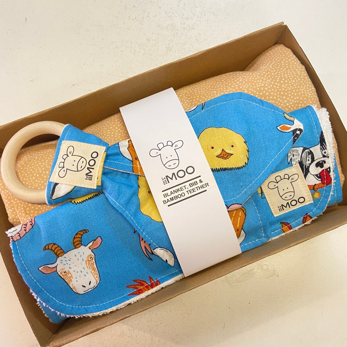 Gift Box - Blanket, Bib & Timber Teether