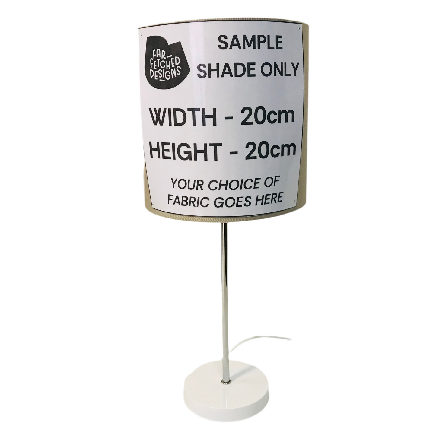 Lamp Base Only - Chrome Stick Table Lamp with White Round Base