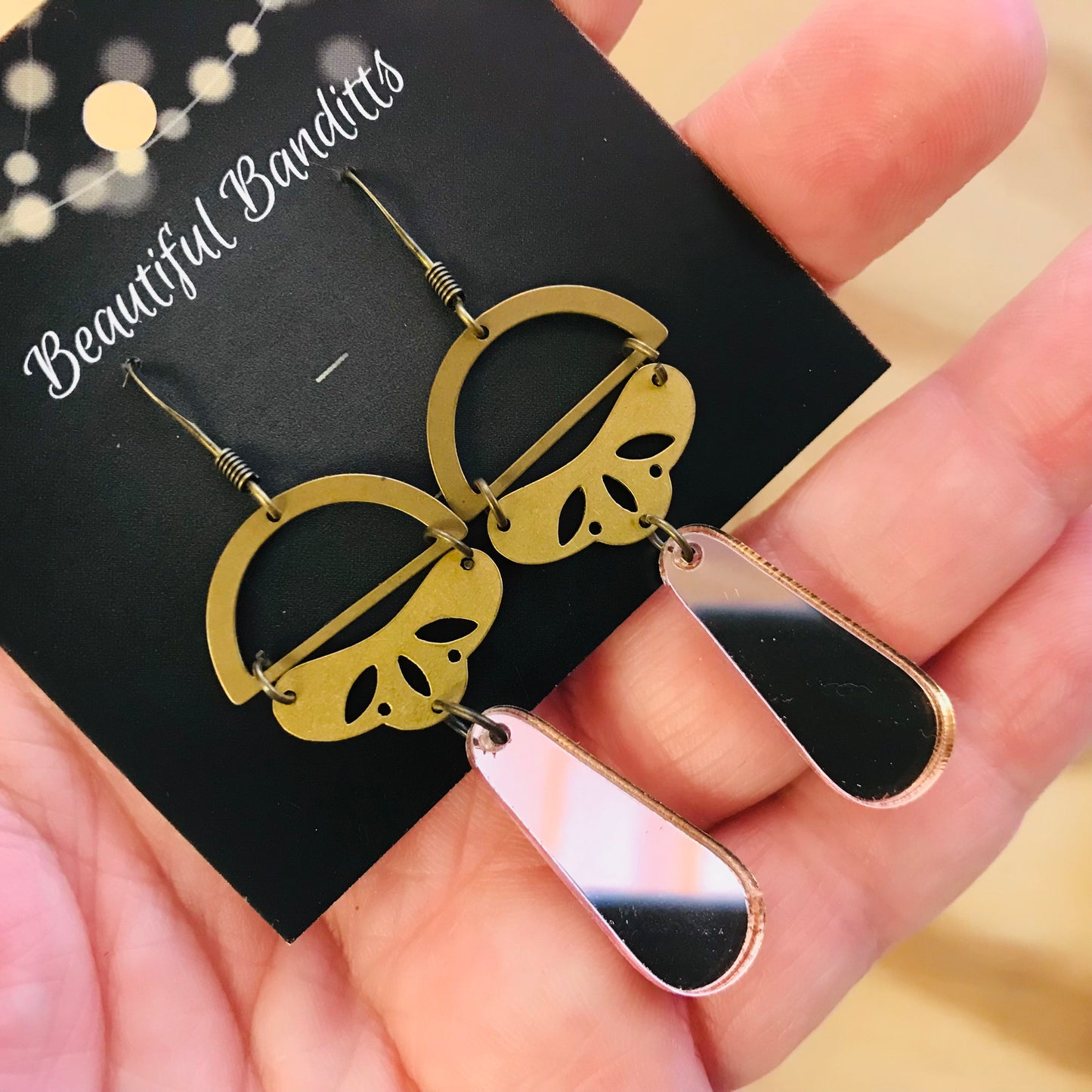 Mixed Metal and Resin Earrings - large