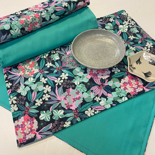 Reversible Placemats - Hydrangeas with Mint Reverse (set of 4)