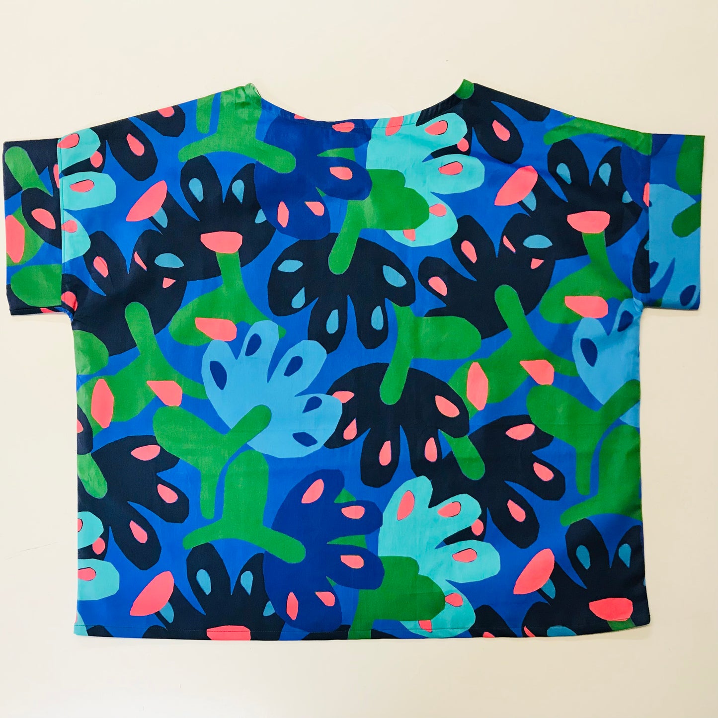 Handmade Women’s Box Top - Bright Abstract Flowers (S/M)