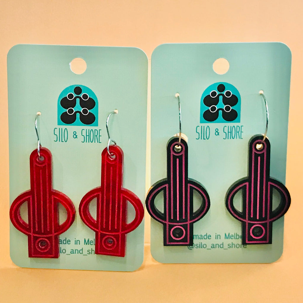 Art Deco Acrylic Earrings - Columns