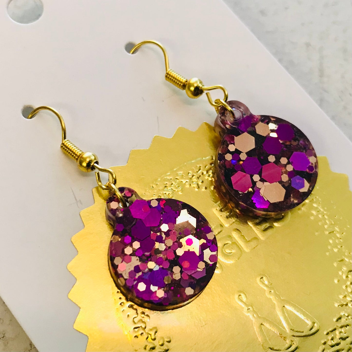 Novelty Resin Sparkle Stud Earrings - Christmas Baubles