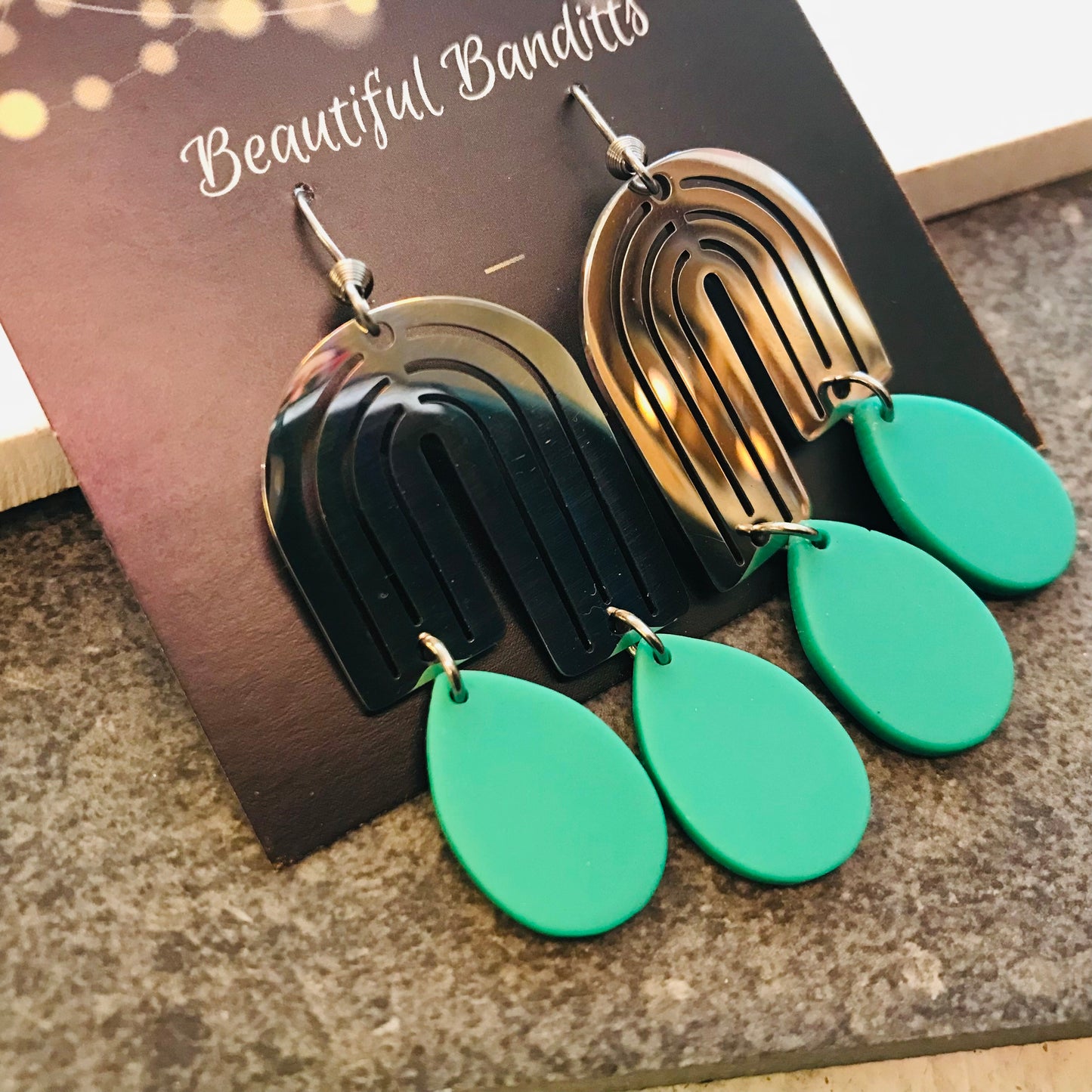 Mixed Metal and Resin Earrings - x-large
