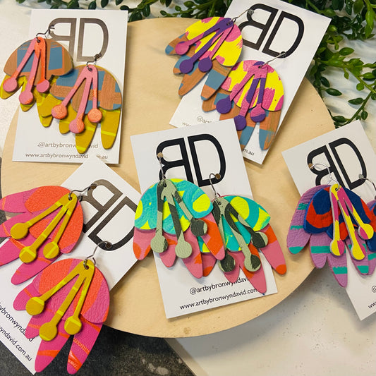 Handmade Painted Leather Earrings - The Layered Gumnut