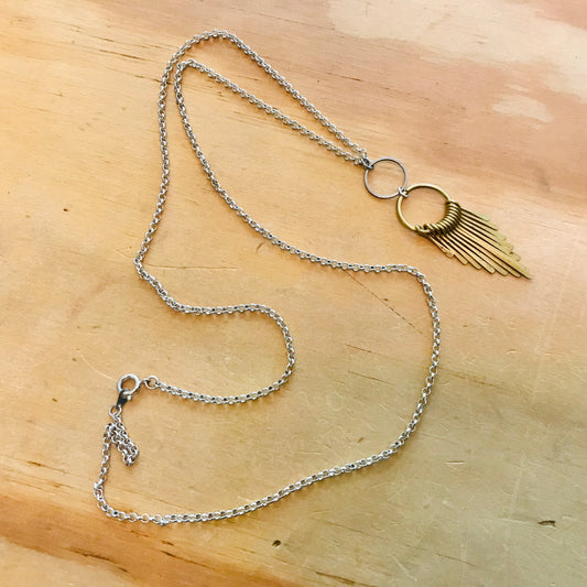 Mixed Metal Necklace - Double Hoop Spike