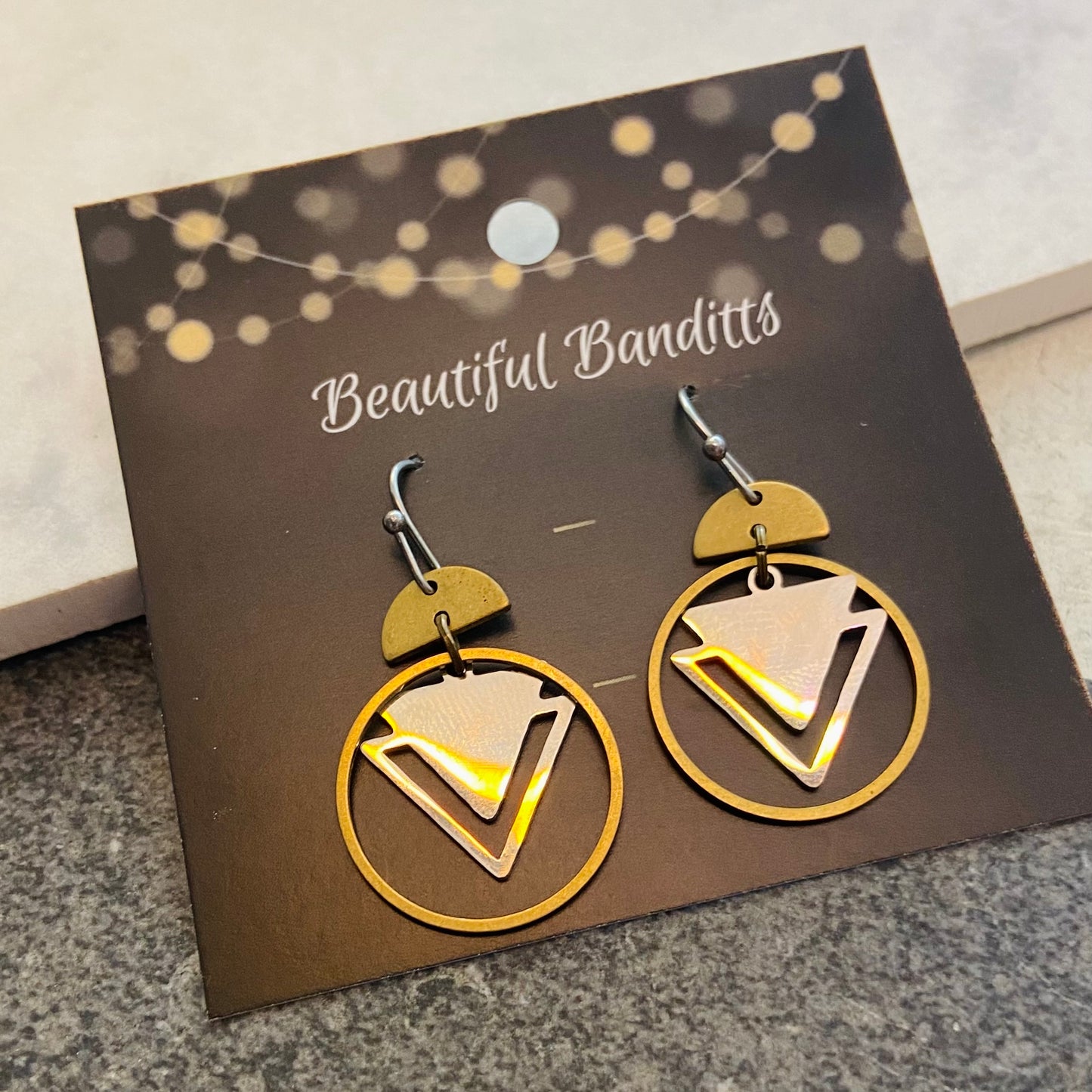 Mixed Metal and Resin Earrings - small