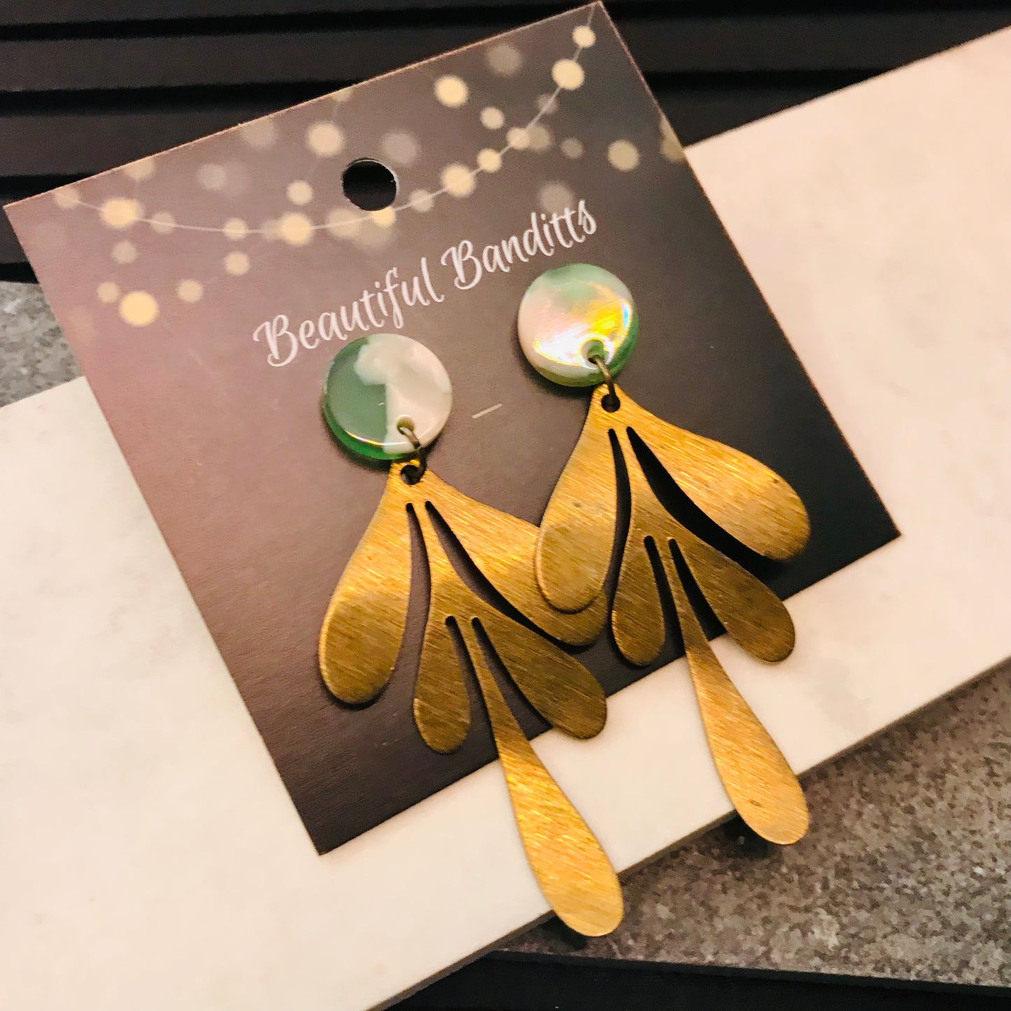 Mixed Metal and Resin Earrings - medium