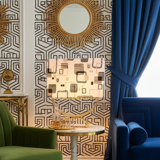 Art Deco Brass Rectangle Table Lamp