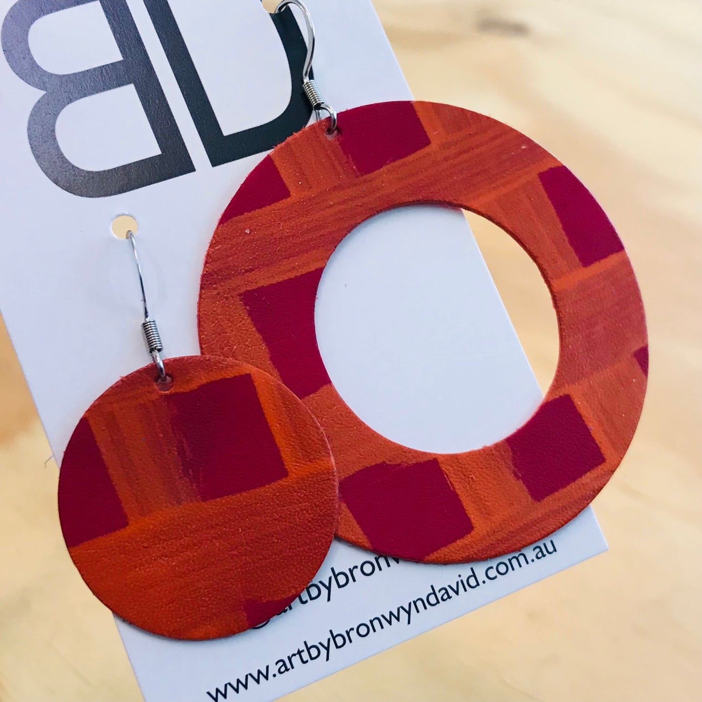 Hand painted leather bold statement earrings - The Decorative Sphere