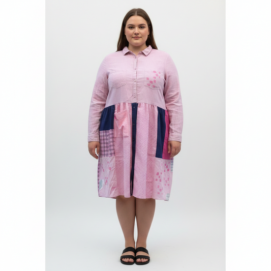 Scarecrow Dress - Pink & Royal Blue