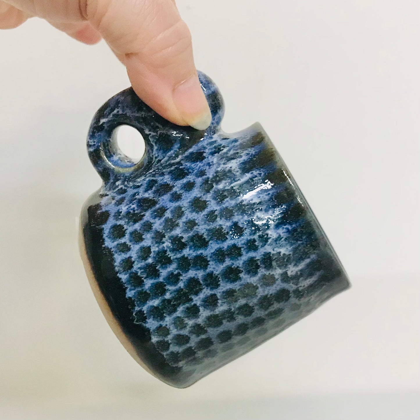 Handcrafted Pottery Mini Edge Pinch Mug - Ink Spot (160mls)