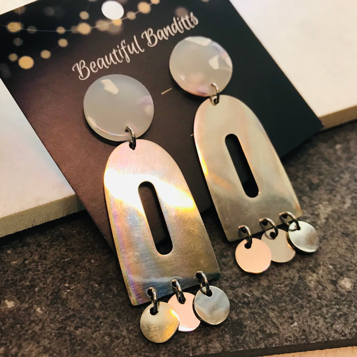 Mixed Metal and Resin Earrings - x-large