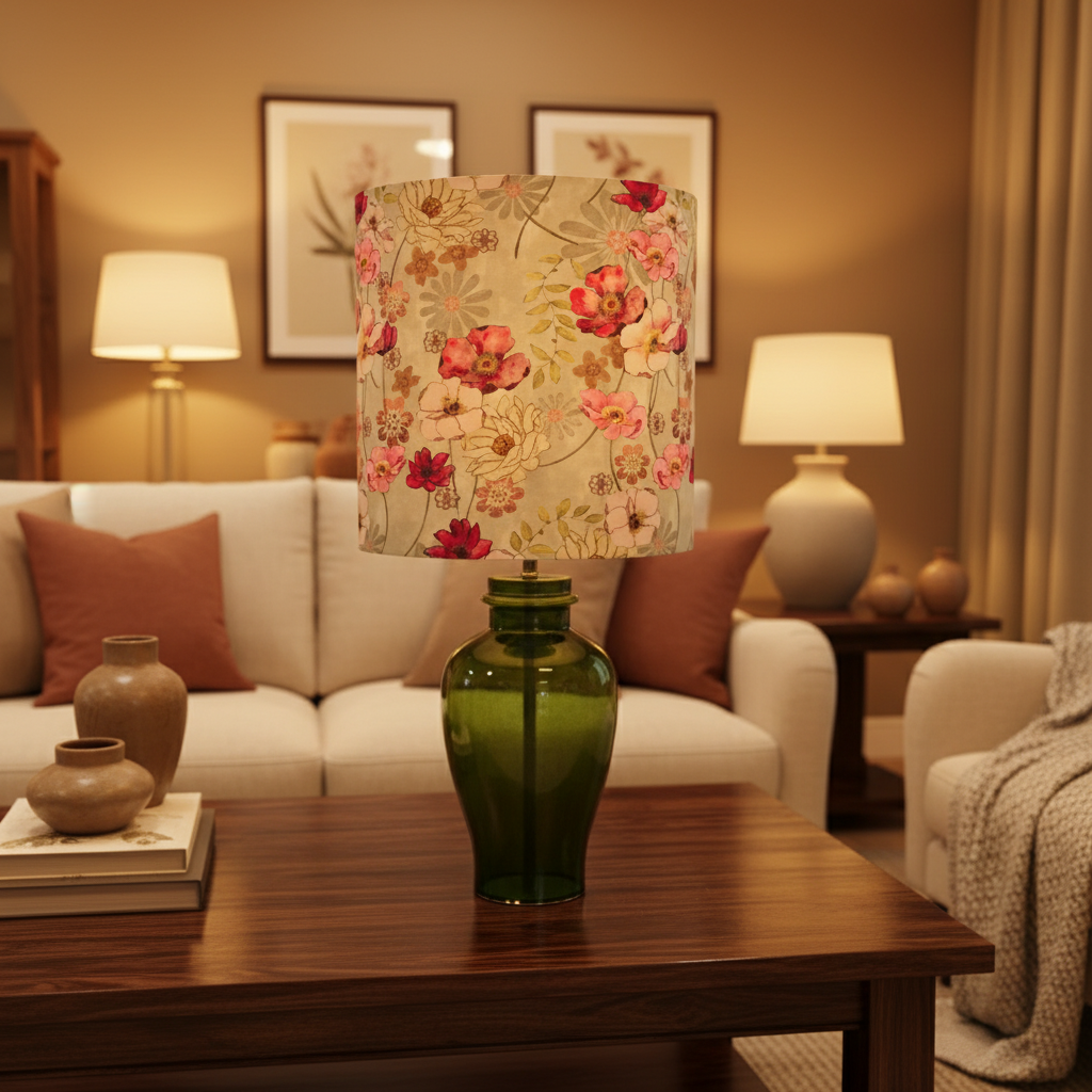 Custom Lamp Shade only - Poppy Blossom Cotton Linen