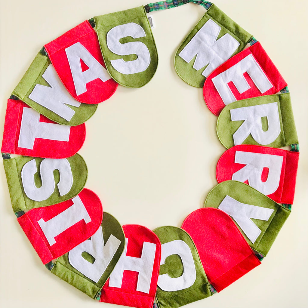 Reusable Eco Sustainable Merry Christmas Felt Bunting Flag Decoration
