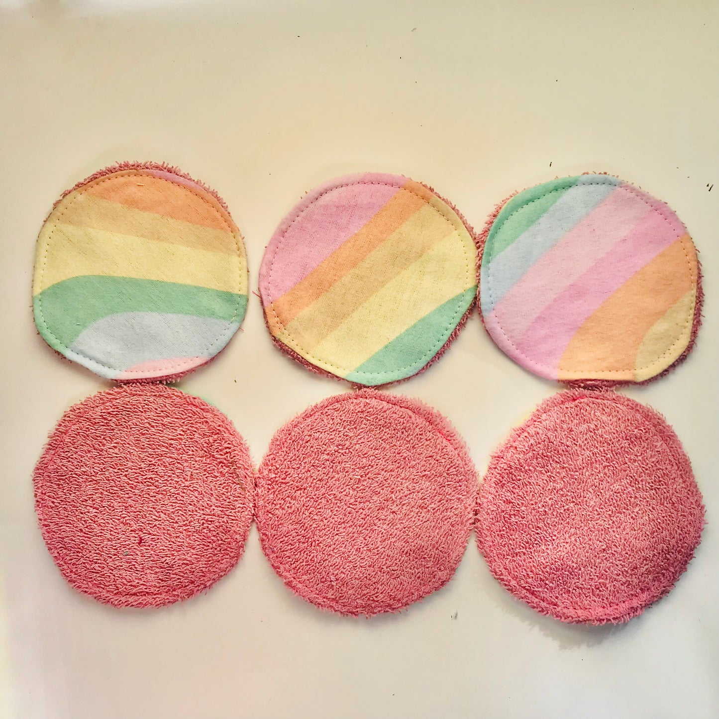 No Waste Reusable Make-up Remover Pads Wipes - flannel / towelling (set of 6)