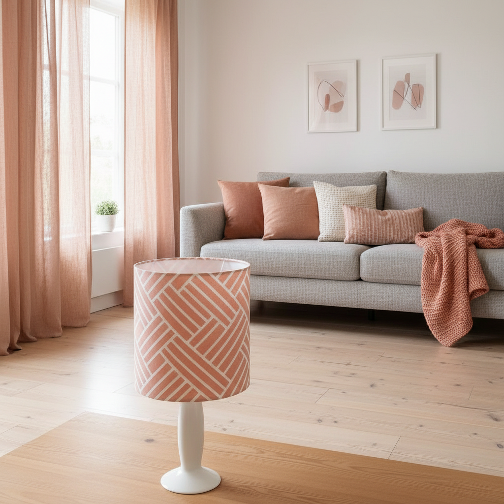 Salmon Grid Table Lamp