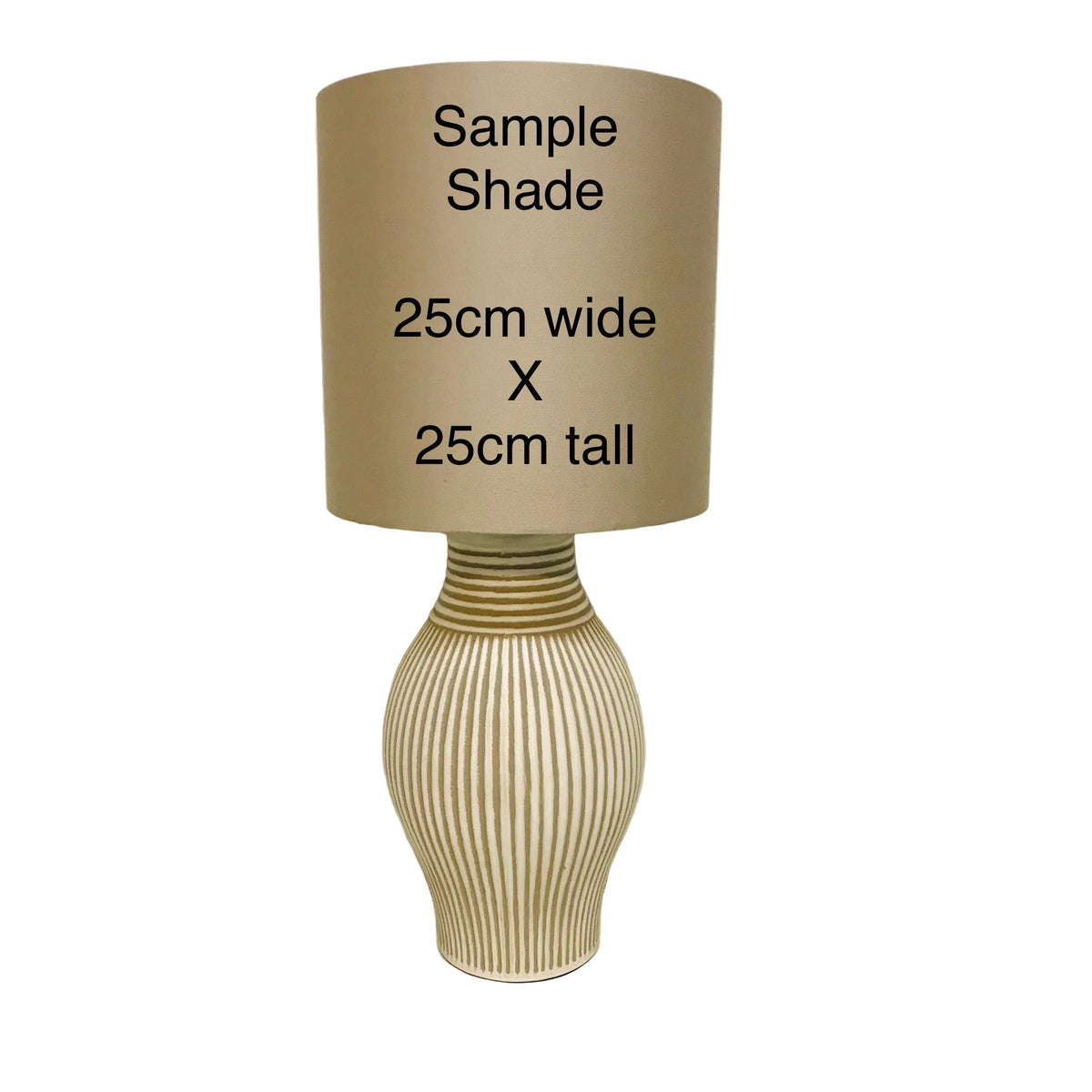 Off White with Grey Ridges Urn Matt Ceramic Table Lamp