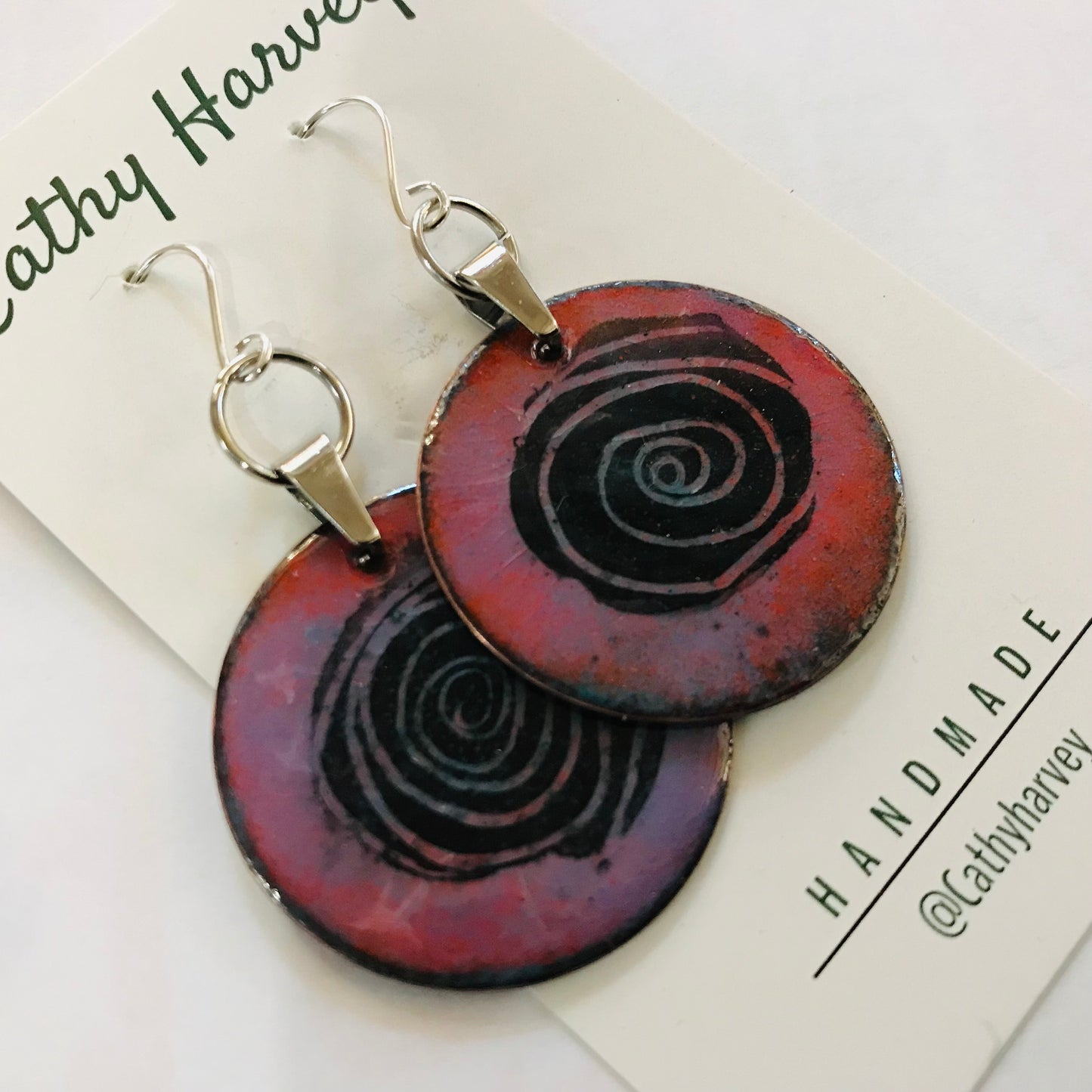 Handpainted Earrings -  Enamel on Copper