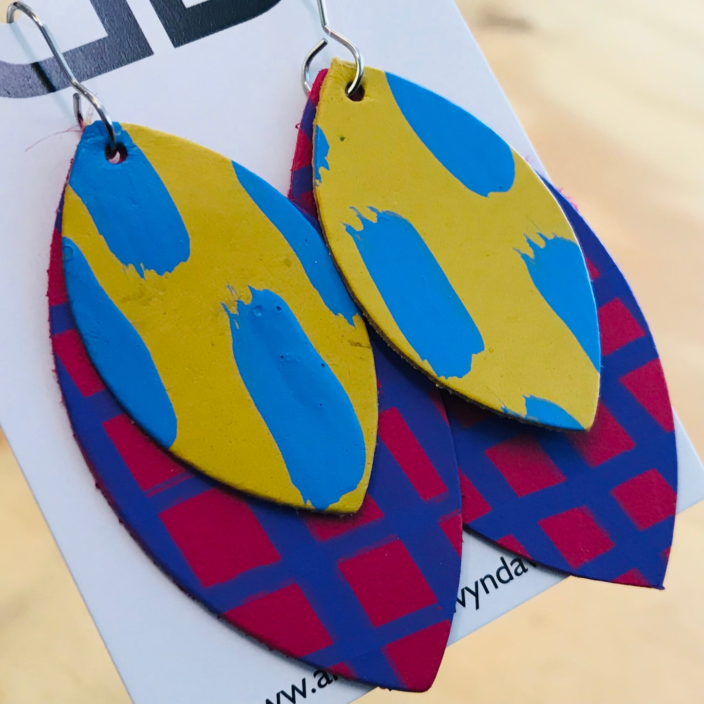 Hand painted leather earrings - The Orbi